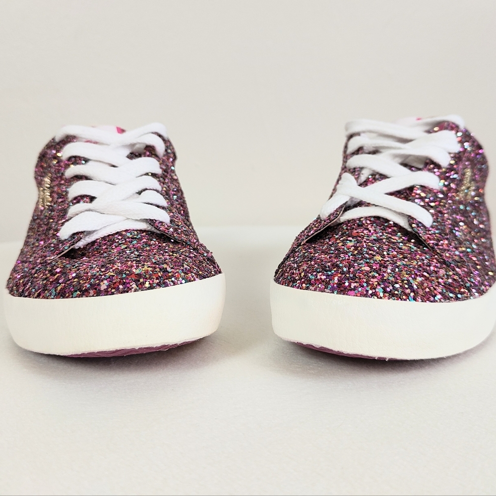 NEW Kate Spade Ace Glitter Sneakers Women's 8 Sparkly Shoes Lace-up Low Top Pink - Picture 4 of 10